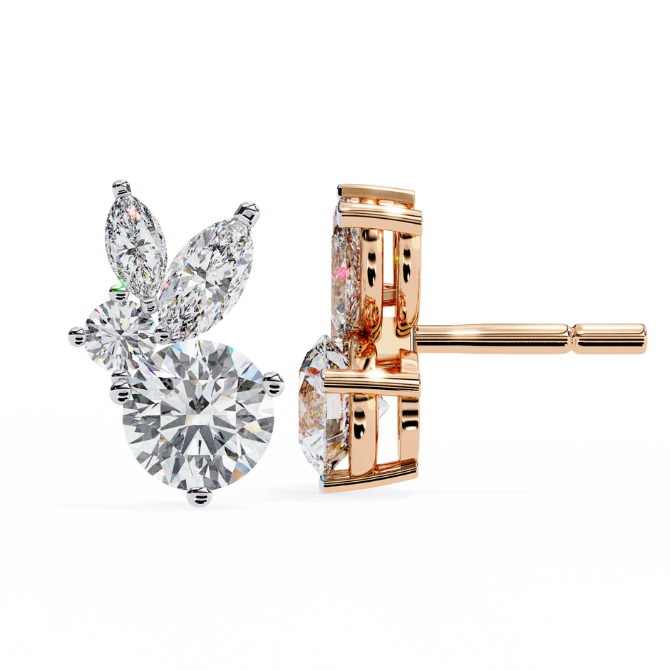 Cartouche Oval Halo Diamond Stud Earrings — 10k–18k Gold