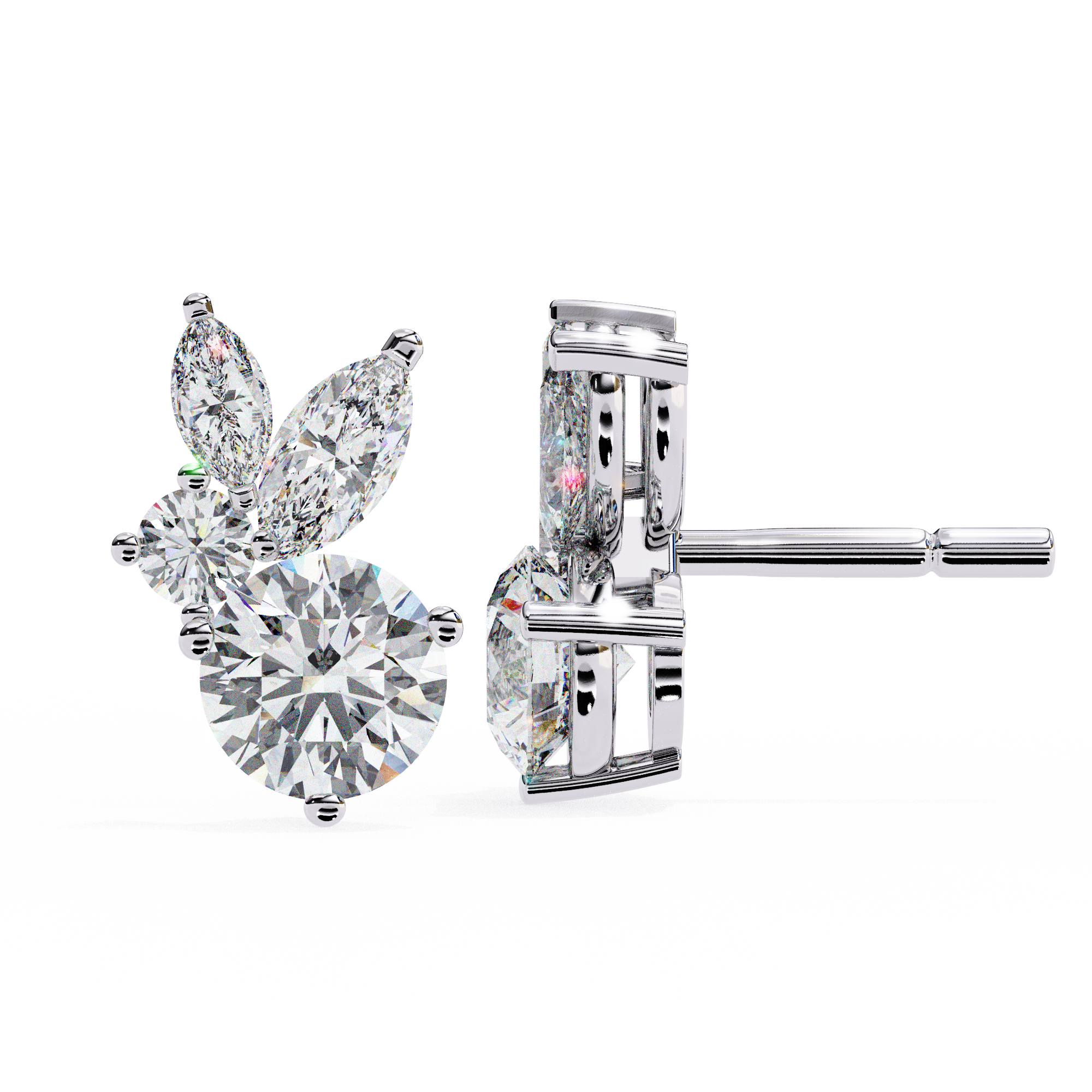 Cartouche Oval Halo Diamond Stud Earrings — 10k–18k Gold