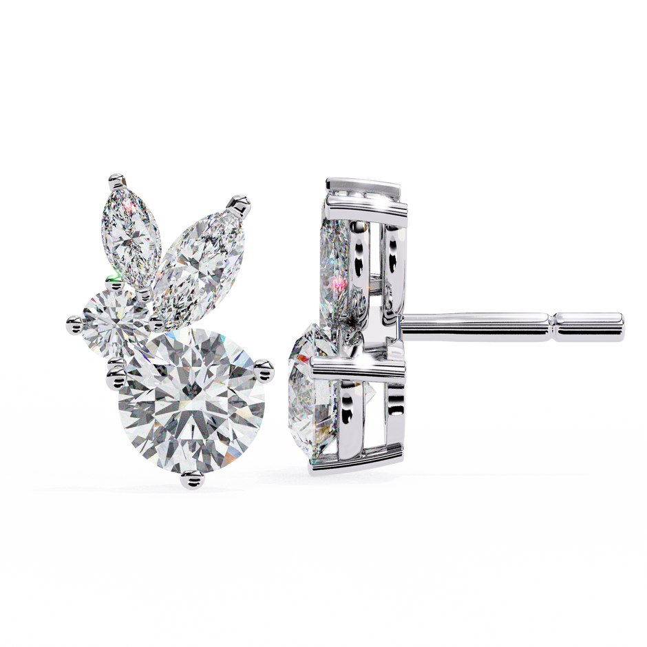 Cartouche Oval Halo Diamond Stud Earrings — 10k–18k Gold