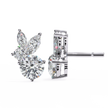 Cartouche Oval Halo Diamond Stud Earrings — 10k–18k Gold