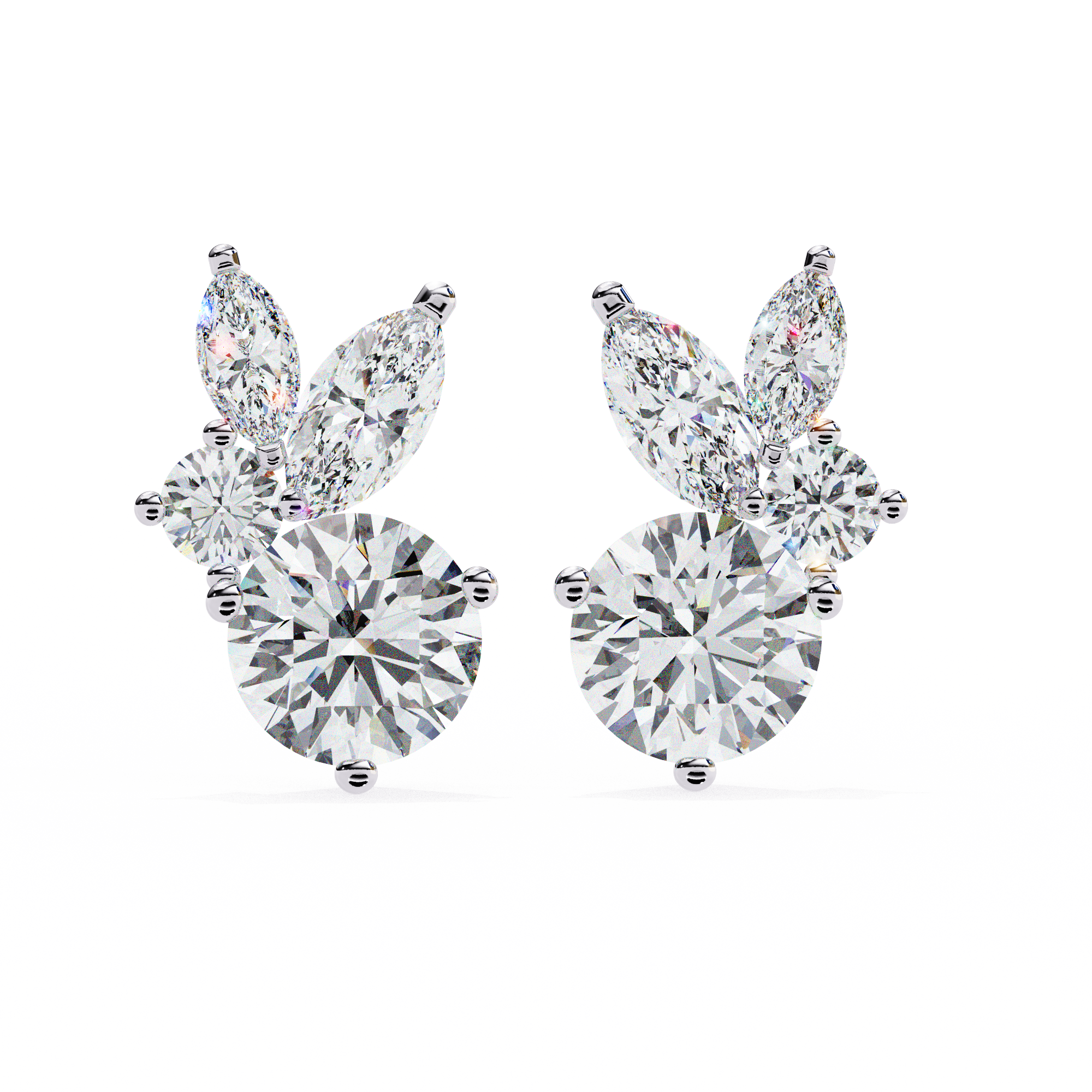 Cartouche Oval Halo Diamond Stud Earrings — 10k–18k Gold