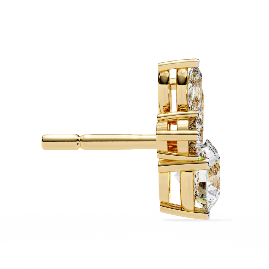 Cartouche Oval Halo Diamond Stud Earrings — 10k–18k Gold