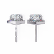 Royale Cushion Halo Diamond Stud Earrings — 10k–18k Gold