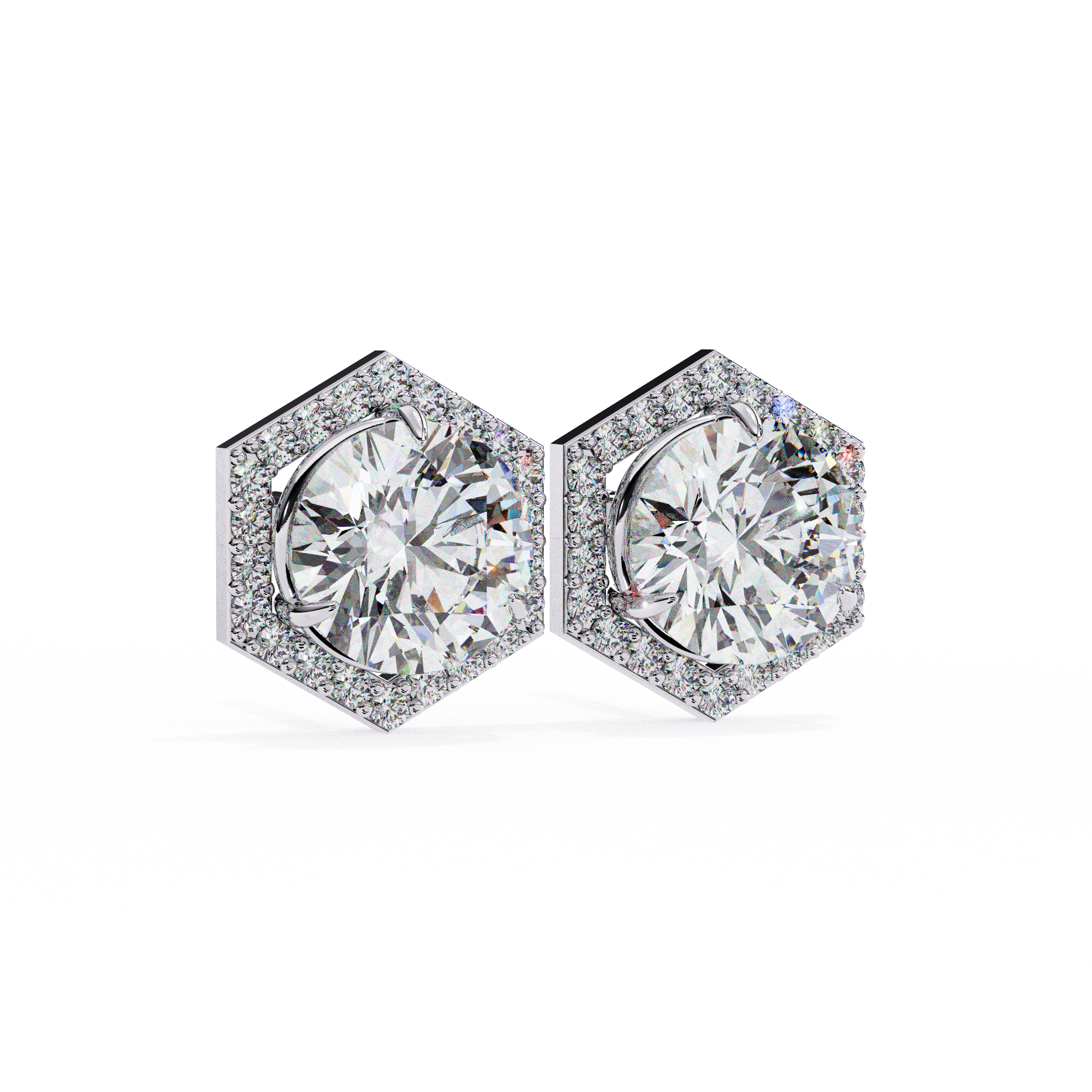 Royale Cushion Halo Diamond Stud Earrings — 10k–18k Gold