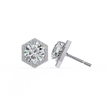 Royale Cushion Halo Diamond Stud Earrings — 10k–18k Gold