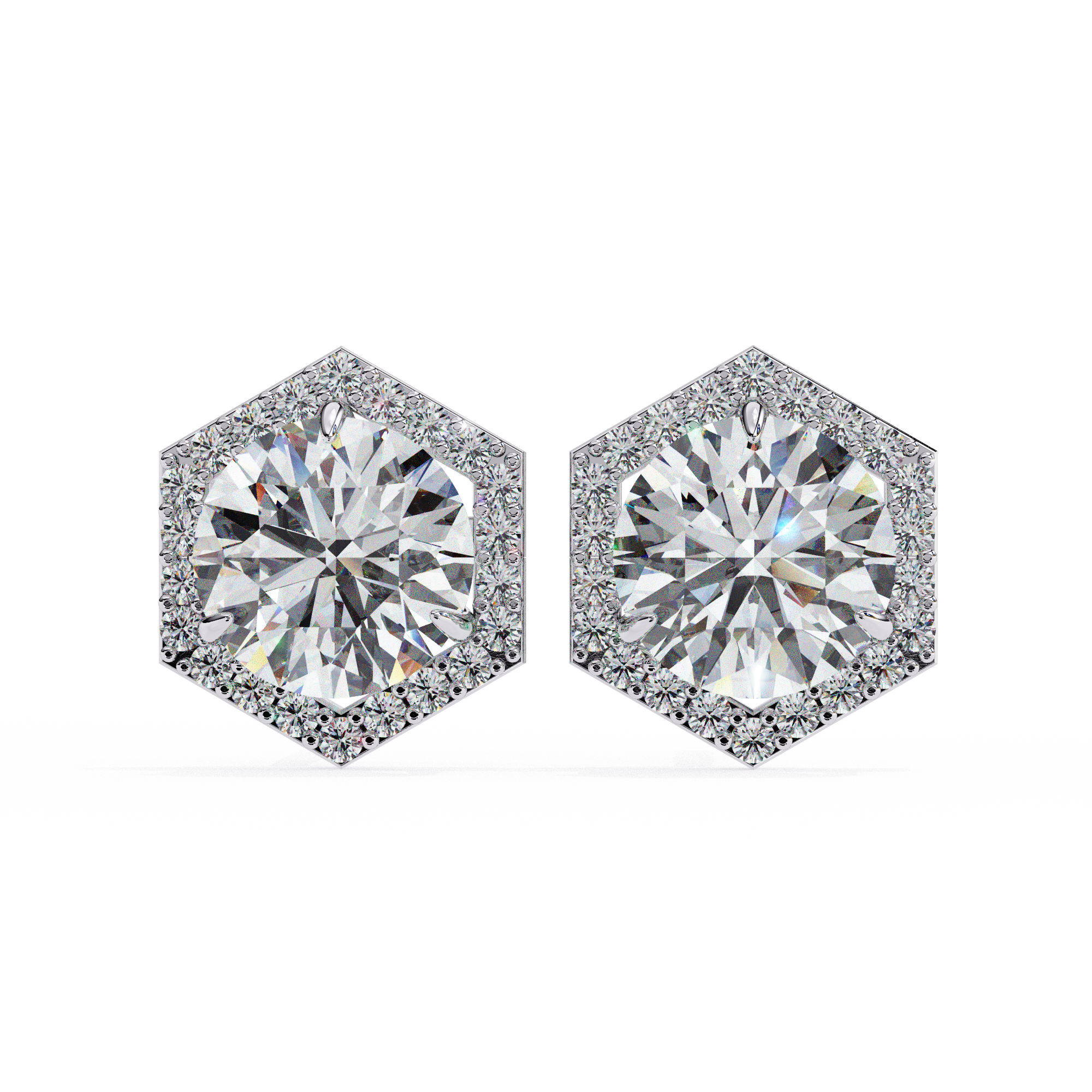 Royale Cushion Halo Diamond Stud Earrings — 10k–18k Gold