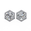 Royale Cushion Halo Diamond Stud Earrings — 10k–18k Gold