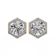 Royale Cushion Halo Diamond Stud Earrings — 10k–18k Gold