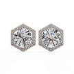Royale Cushion Halo Diamond Stud Earrings — 10k–18k Gold