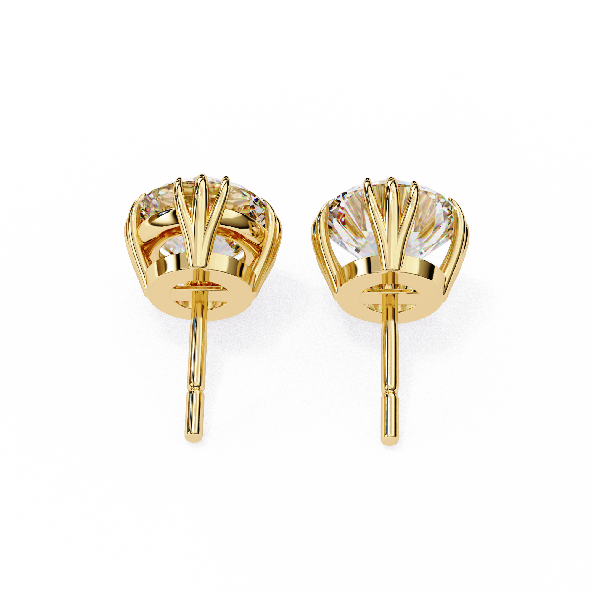 Prestige Four-Prong Diamond Stud Earrings — 10k–18k Gold