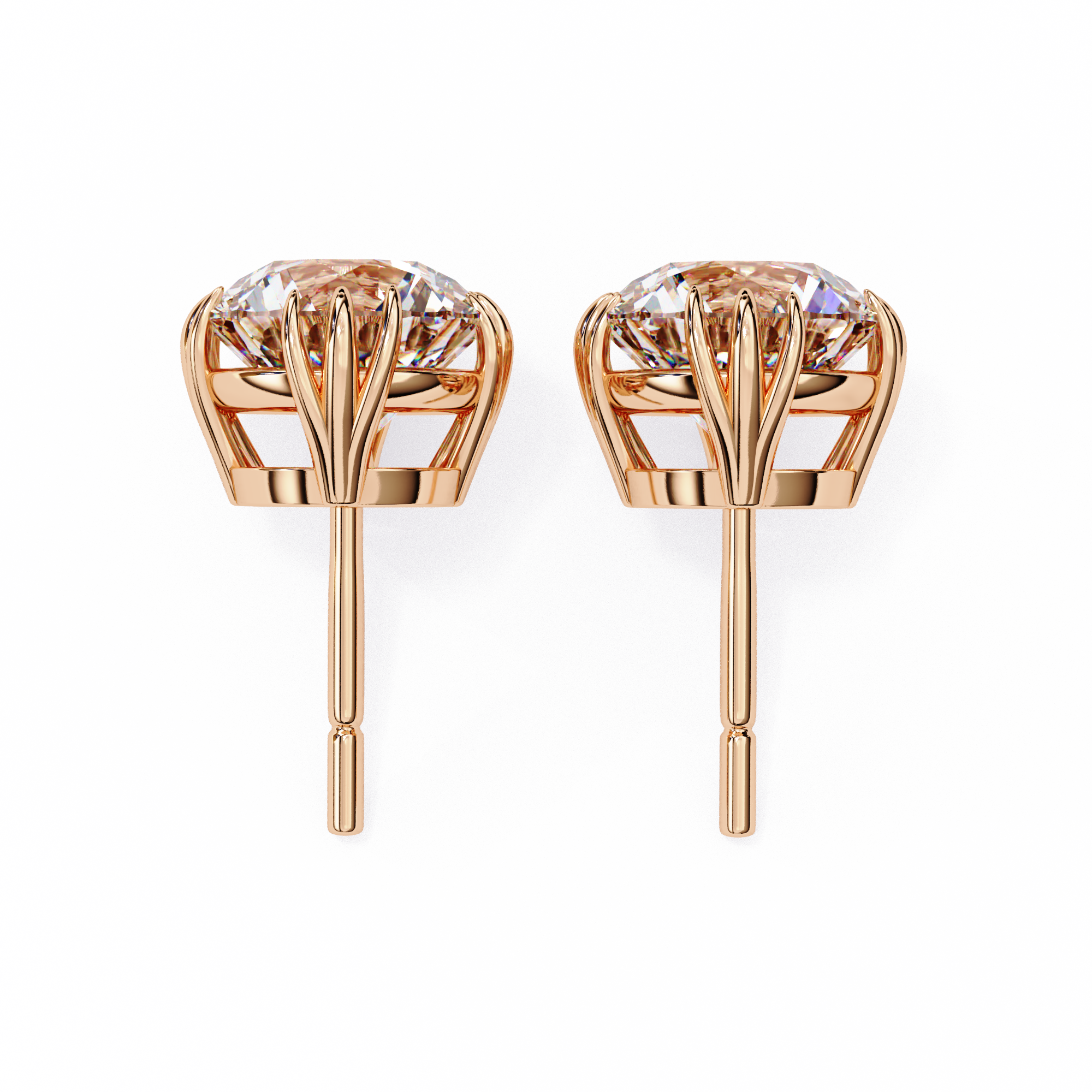 Prestige Four-Prong Diamond Stud Earrings — 10k–18k Gold