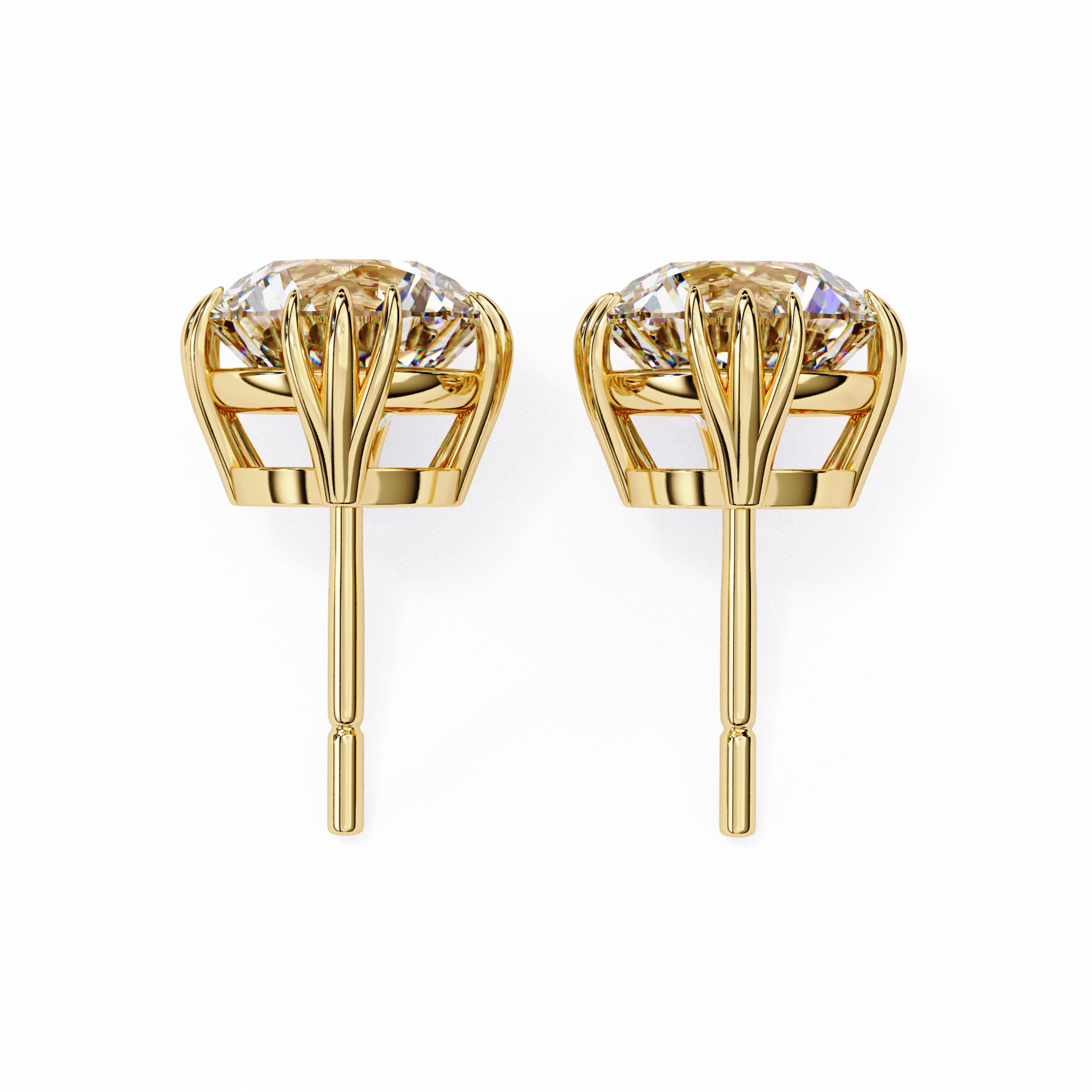 Prestige Four-Prong Diamond Stud Earrings — 10k–18k Gold