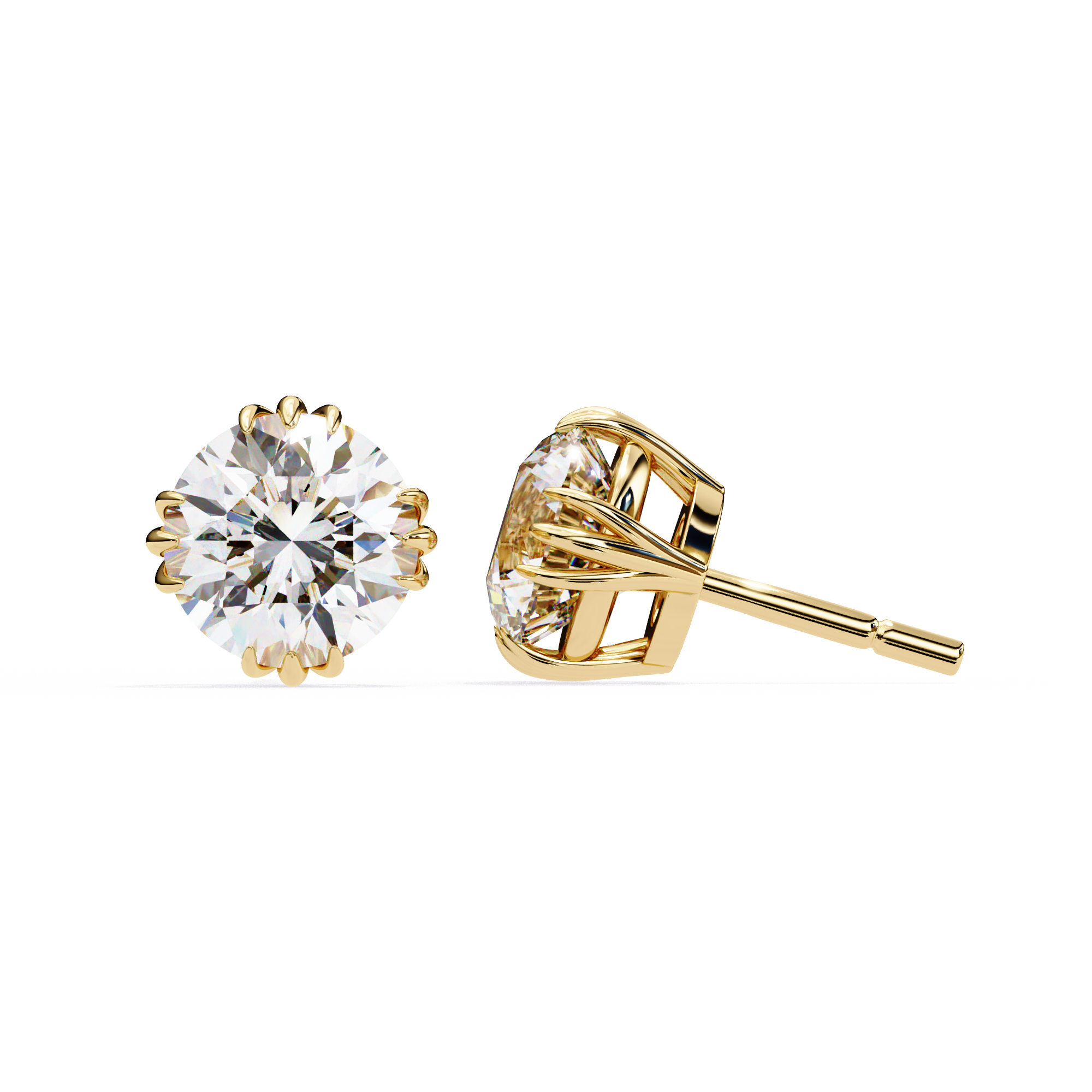 Prestige Four-Prong Diamond Stud Earrings — 10k–18k Gold