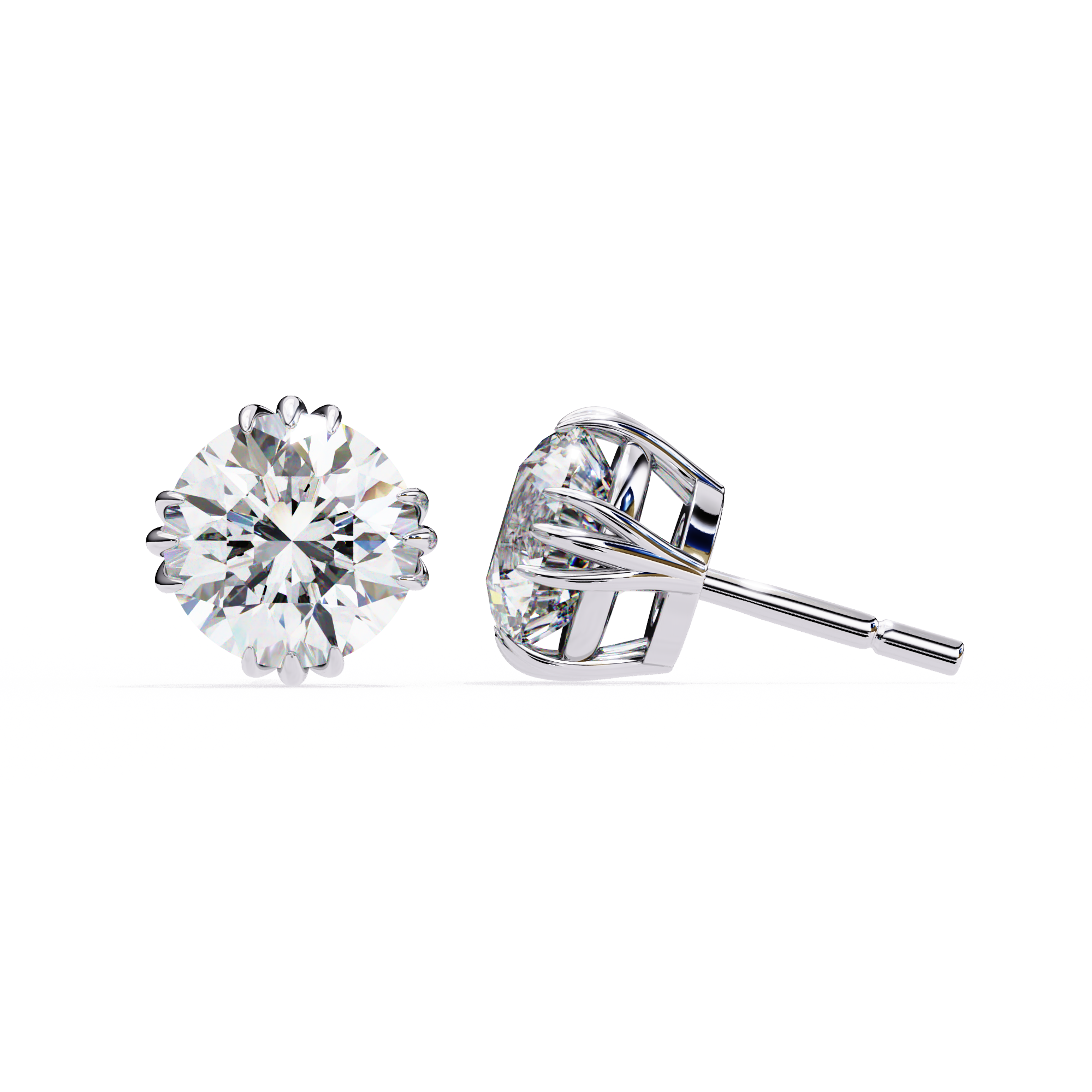 Prestige Four-Prong Diamond Stud Earrings — 10k–18k Gold