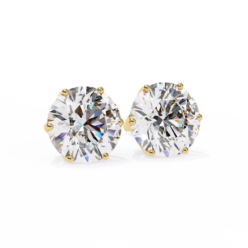 Noble Tulip Prong Diamond Stud Earrings — 10k–18k Gold