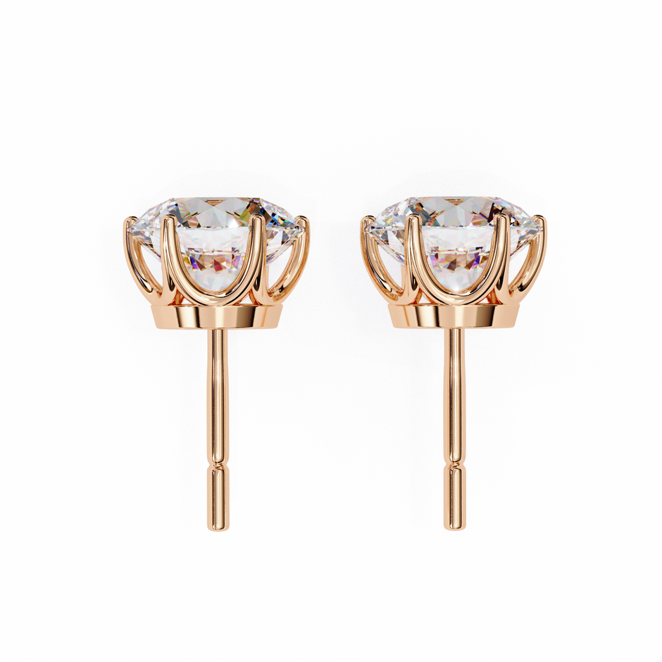 Noble Tulip Prong Diamond Stud Earrings — 10k–18k Gold