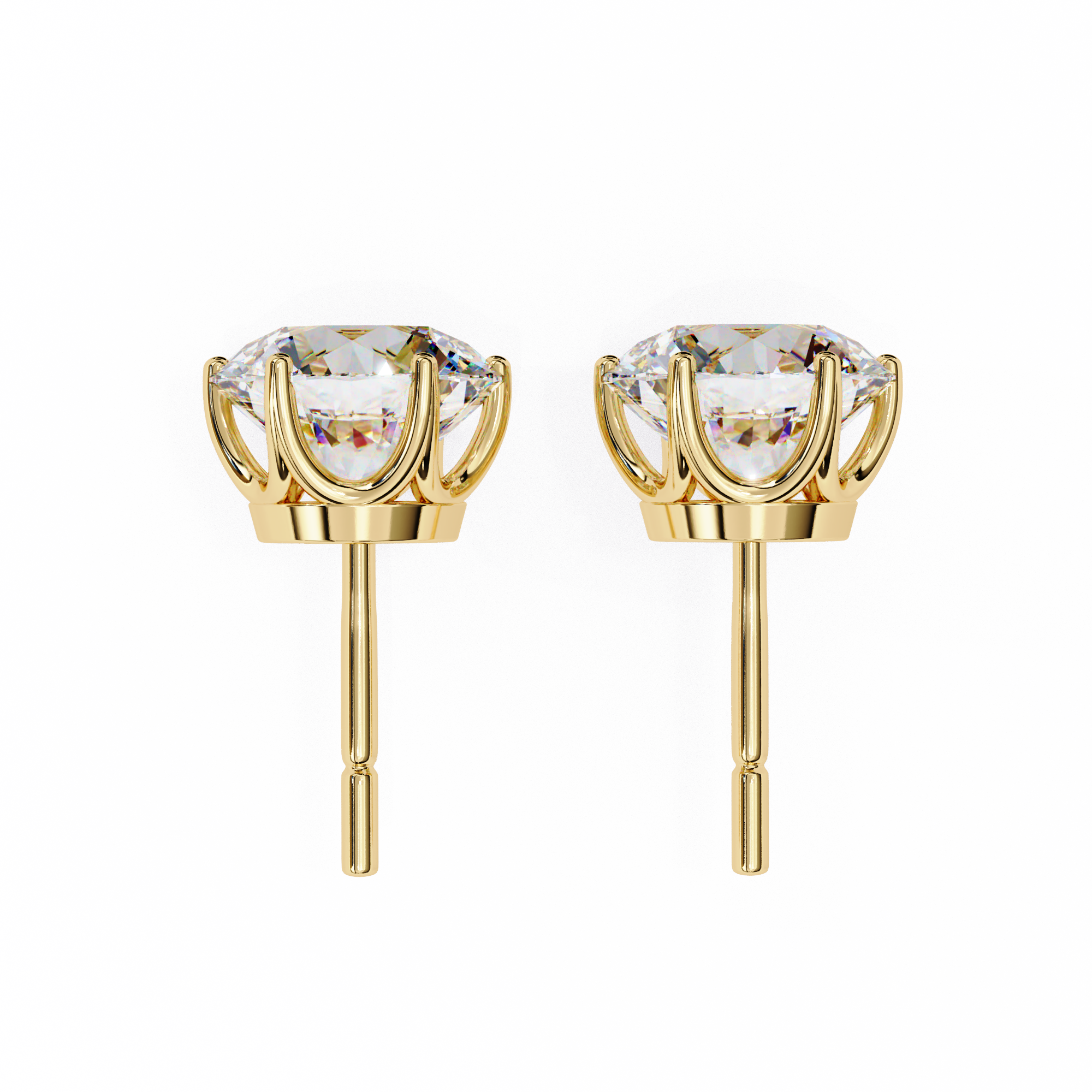 Noble Tulip Prong Diamond Stud Earrings — 10k–18k Gold