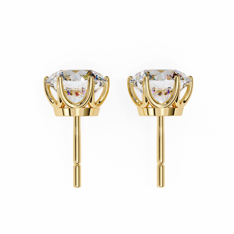 Noble Tulip Prong Diamond Stud Earrings — 10k–18k Gold