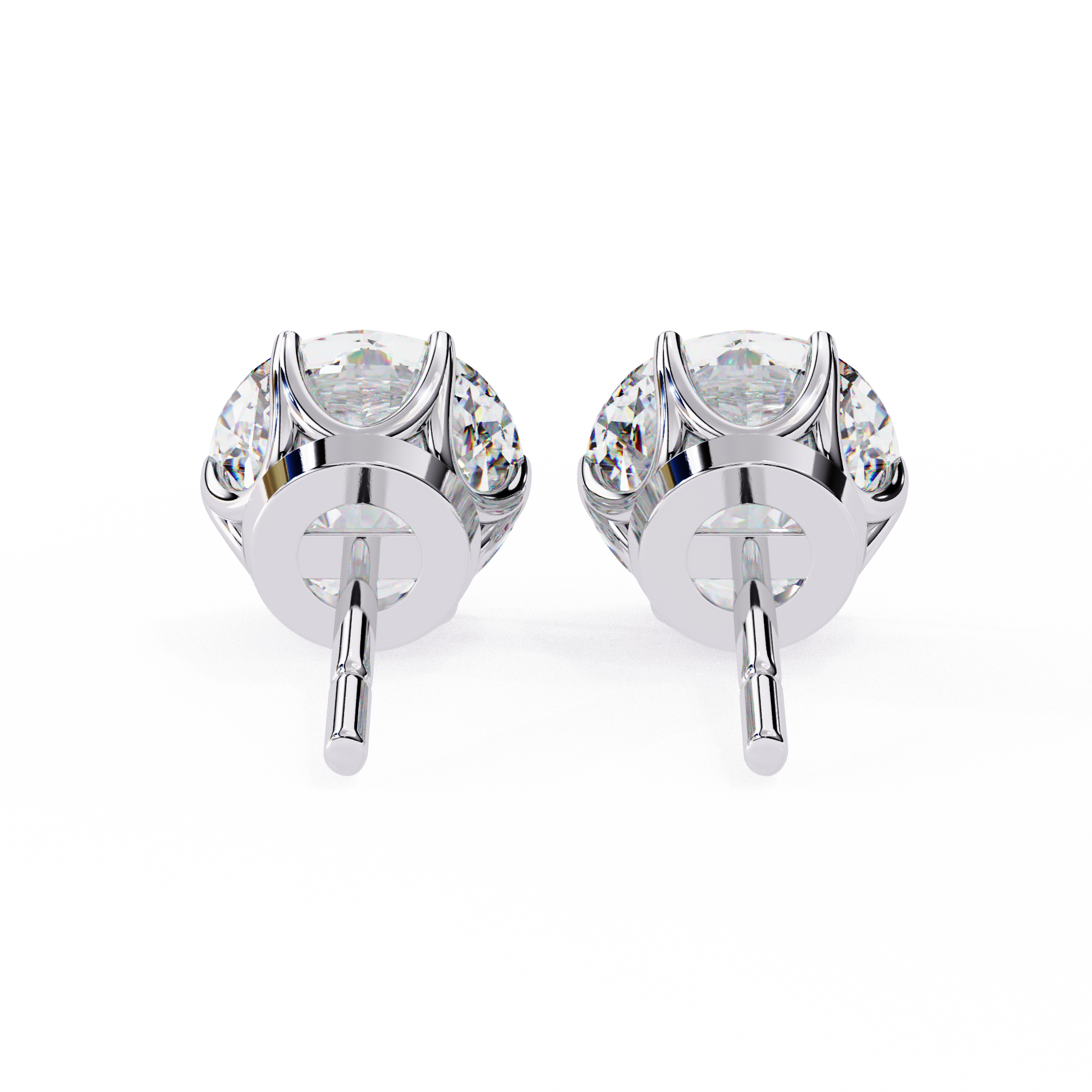 Noble Tulip Prong Diamond Stud Earrings — 10k–18k Gold