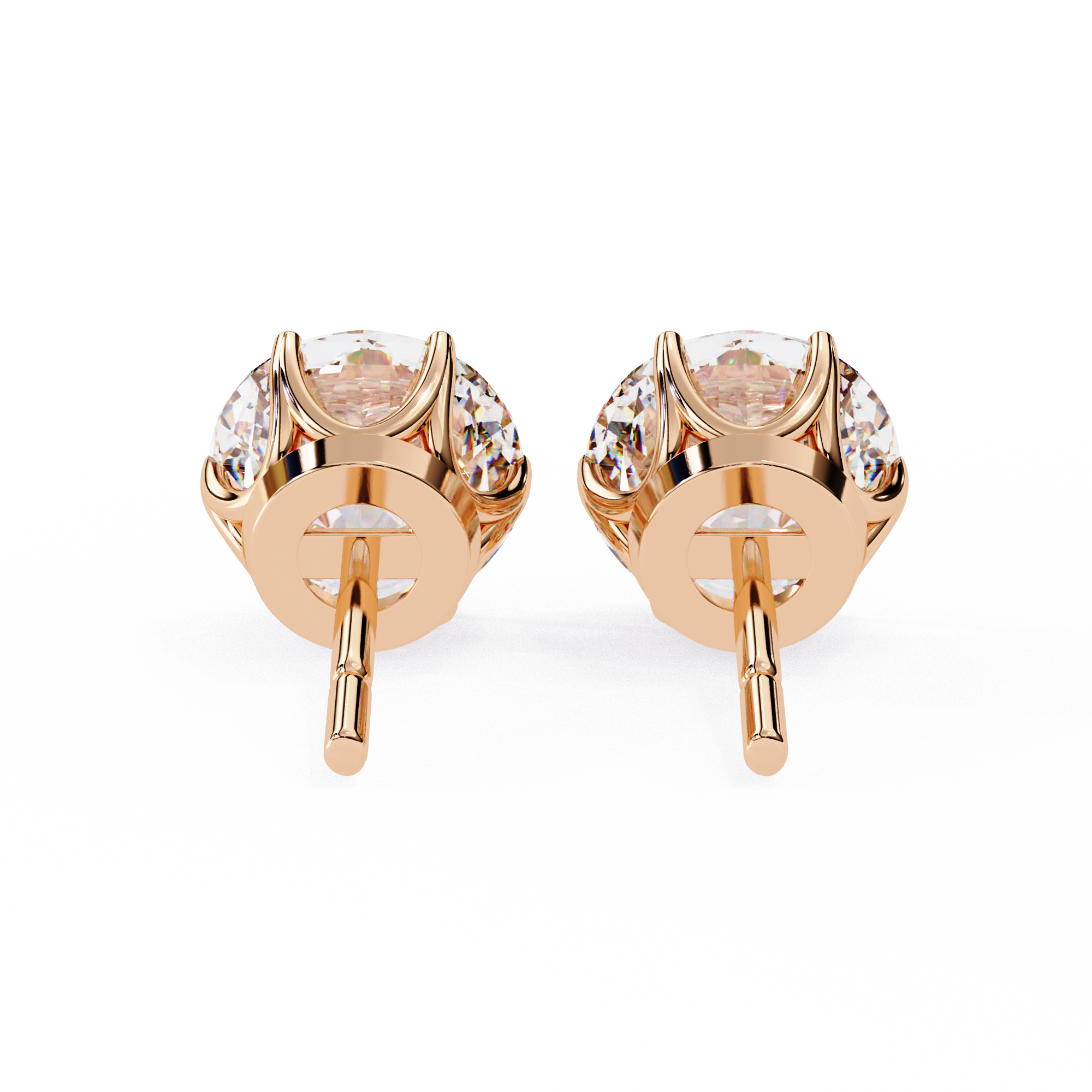 Noble Tulip Prong Diamond Stud Earrings — 10k–18k Gold
