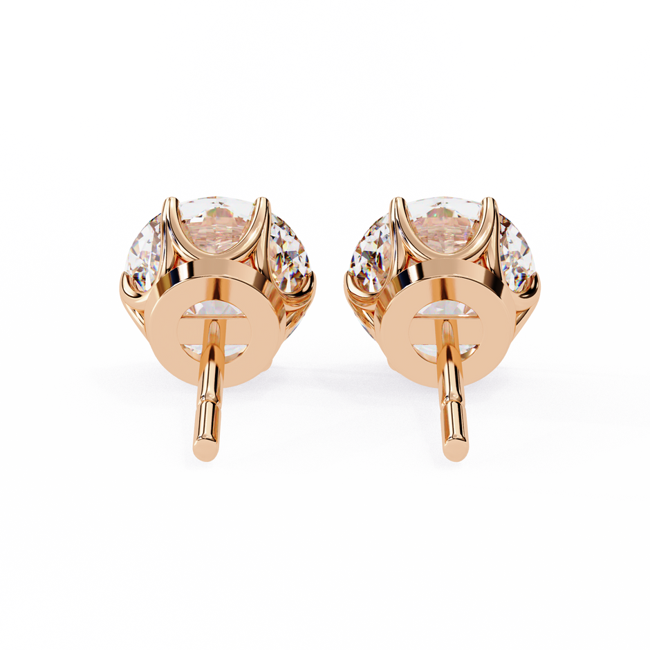 Noble Tulip Prong Diamond Stud Earrings — 10k–18k Gold