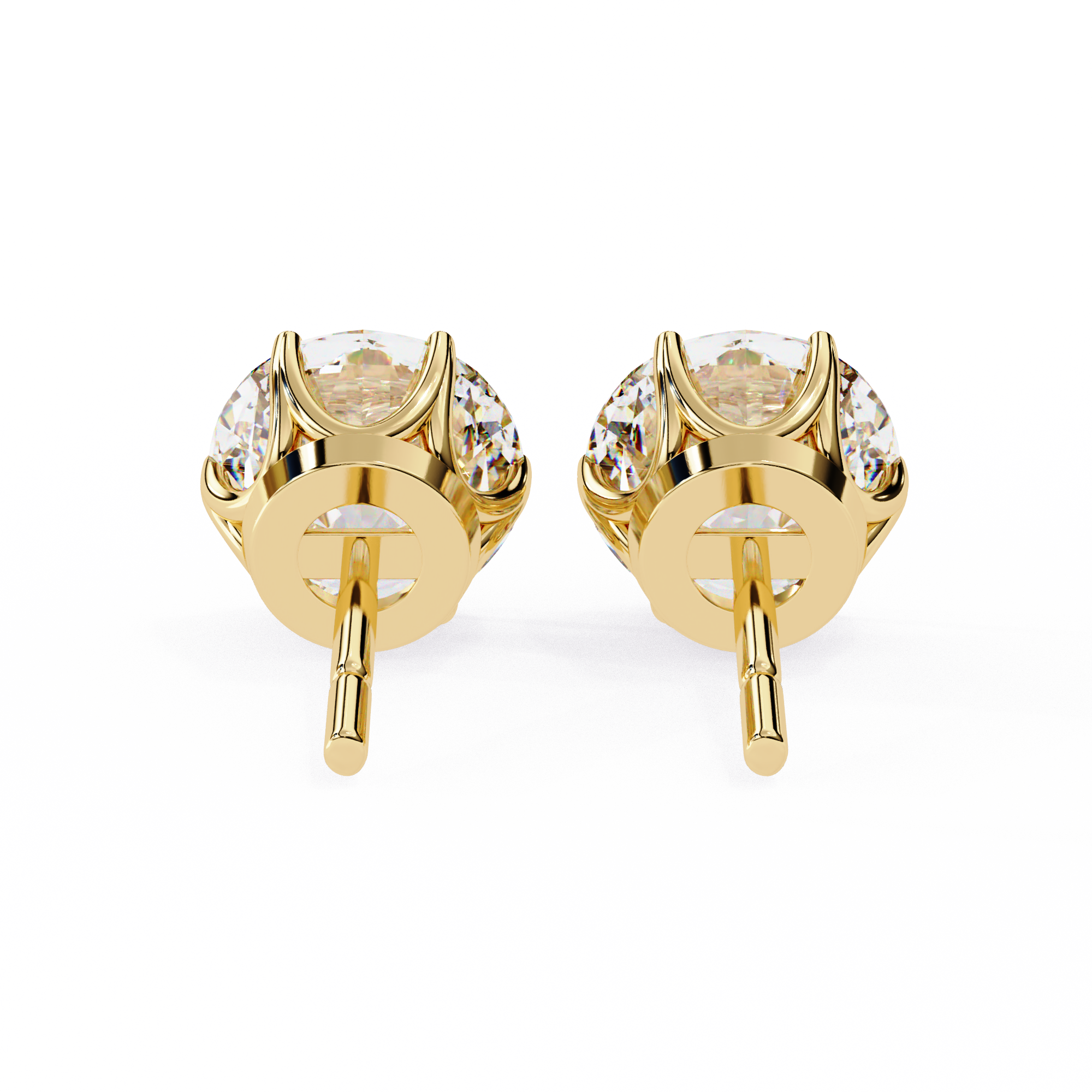 Noble Tulip Prong Diamond Stud Earrings — 10k–18k Gold