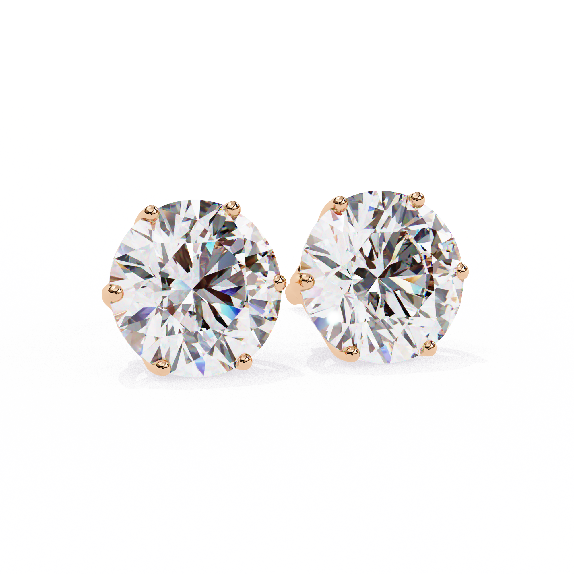 Noble Tulip Prong Diamond Stud Earrings — 10k–18k Gold