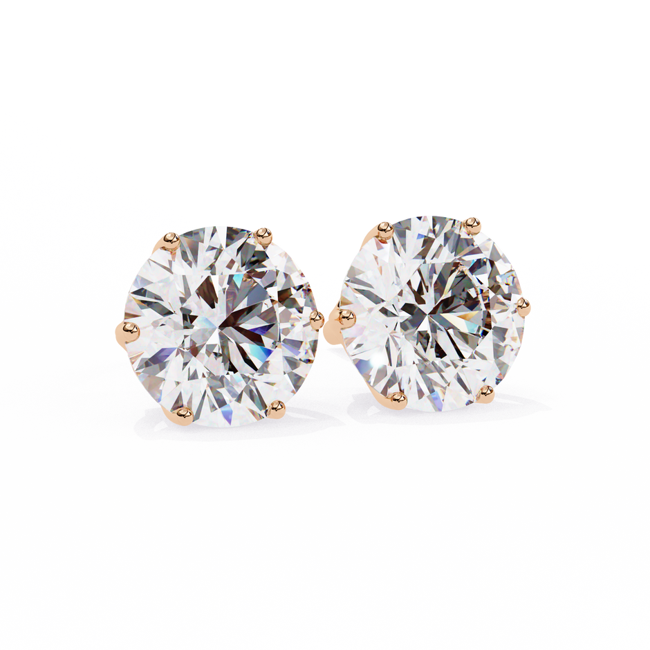 Noble Tulip Prong Diamond Stud Earrings — 10k–18k Gold