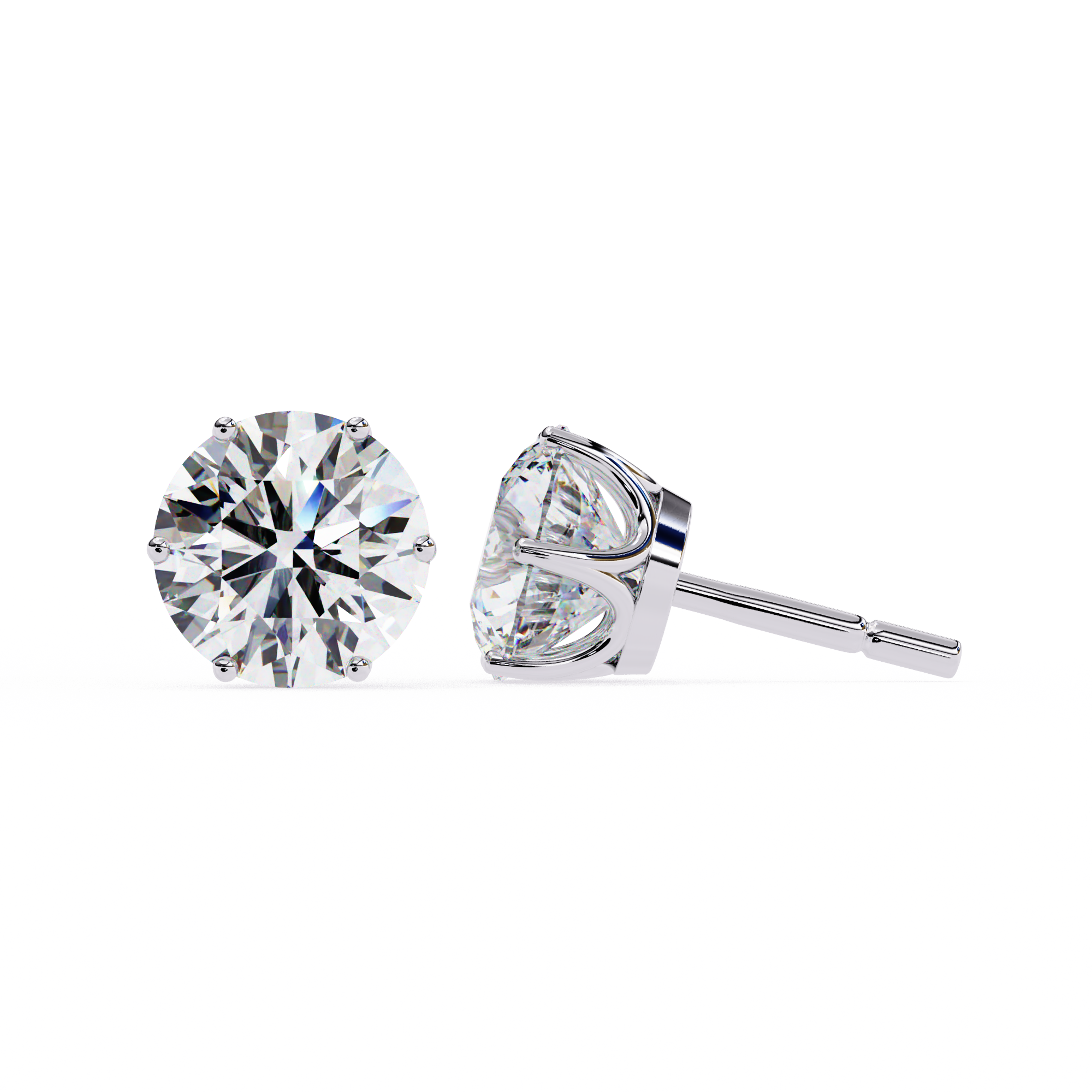 Noble Tulip Prong Diamond Stud Earrings — 10k–18k Gold