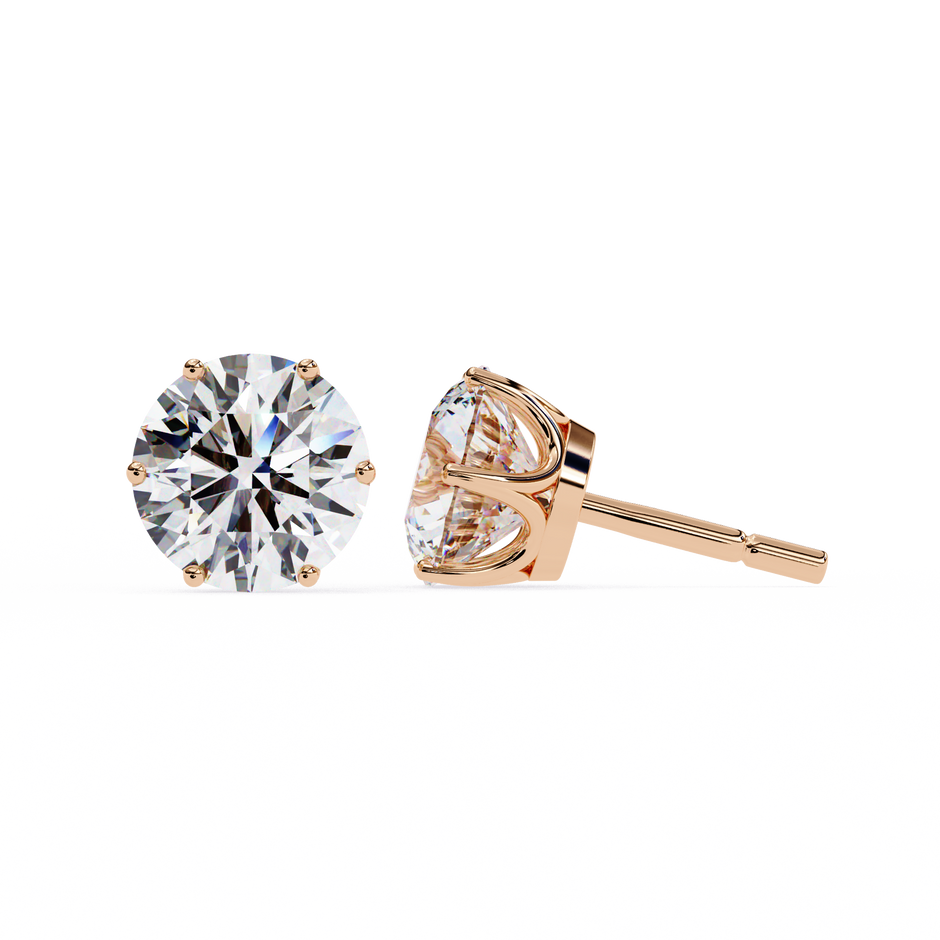 Noble Tulip Prong Diamond Stud Earrings — 10k–18k Gold