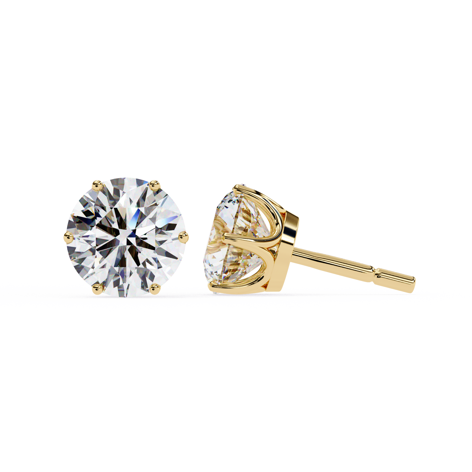 Noble Tulip Prong Diamond Stud Earrings — 10k–18k Gold