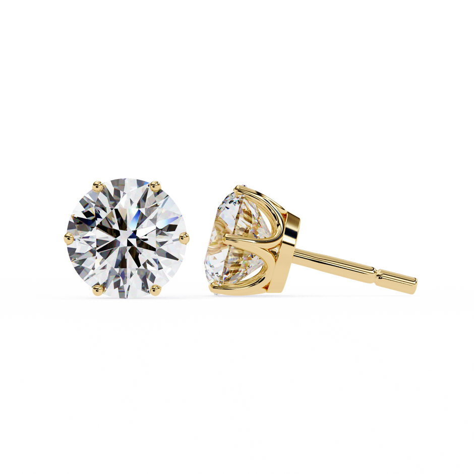 Noble Tulip Prong Diamond Stud Earrings — 10k–18k Gold