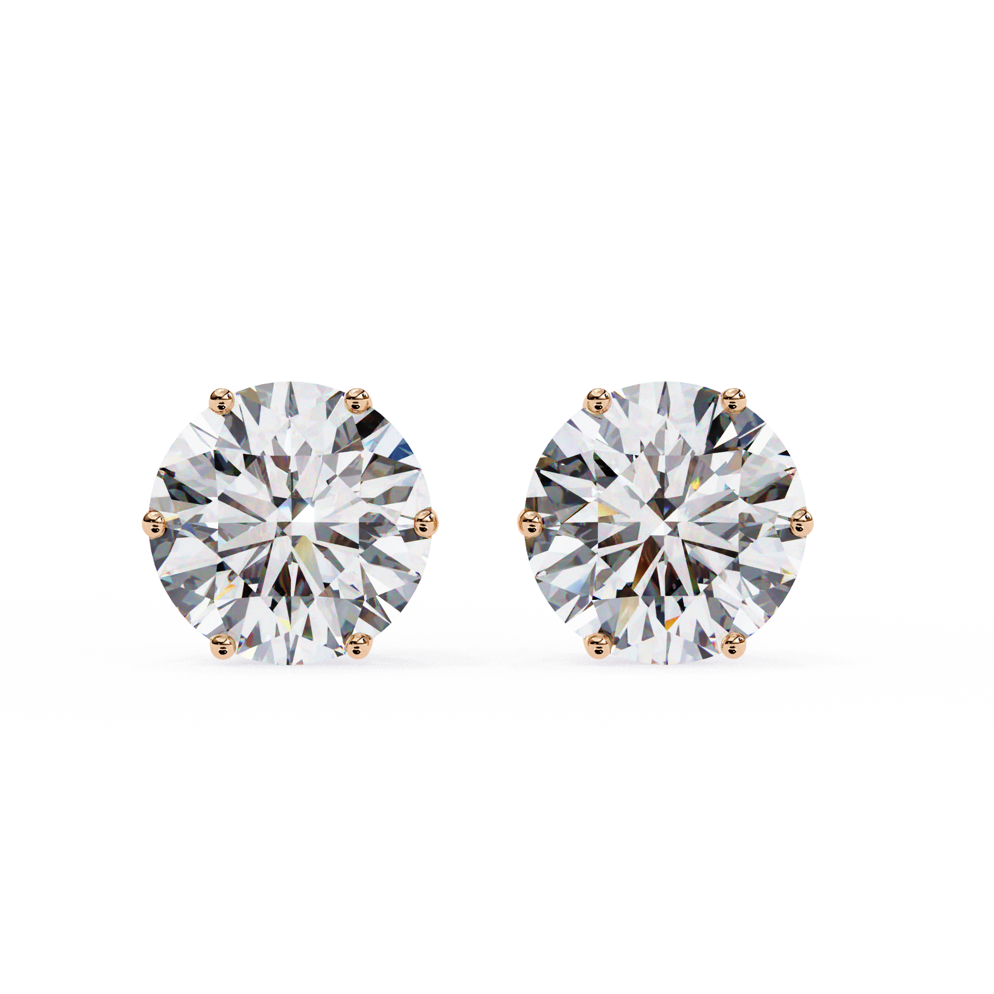 Noble Tulip Prong Diamond Stud Earrings — 10k–18k Gold