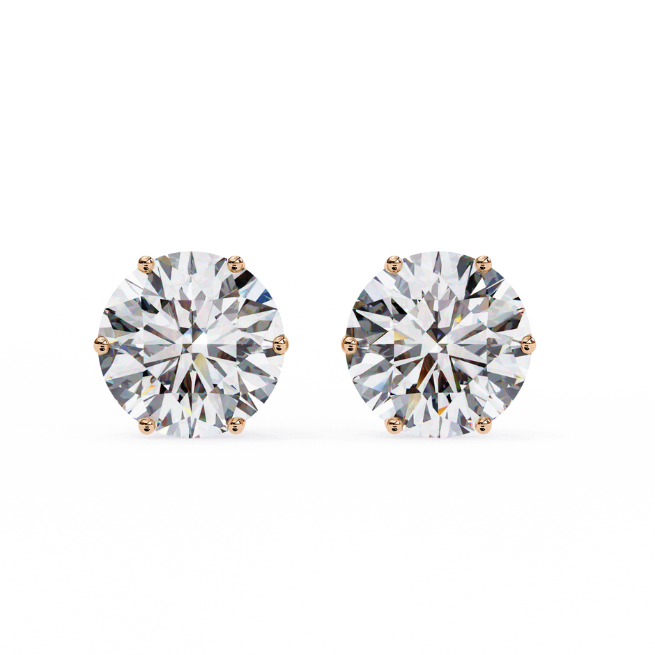 Noble Tulip Prong Diamond Stud Earrings — 10k–18k Gold