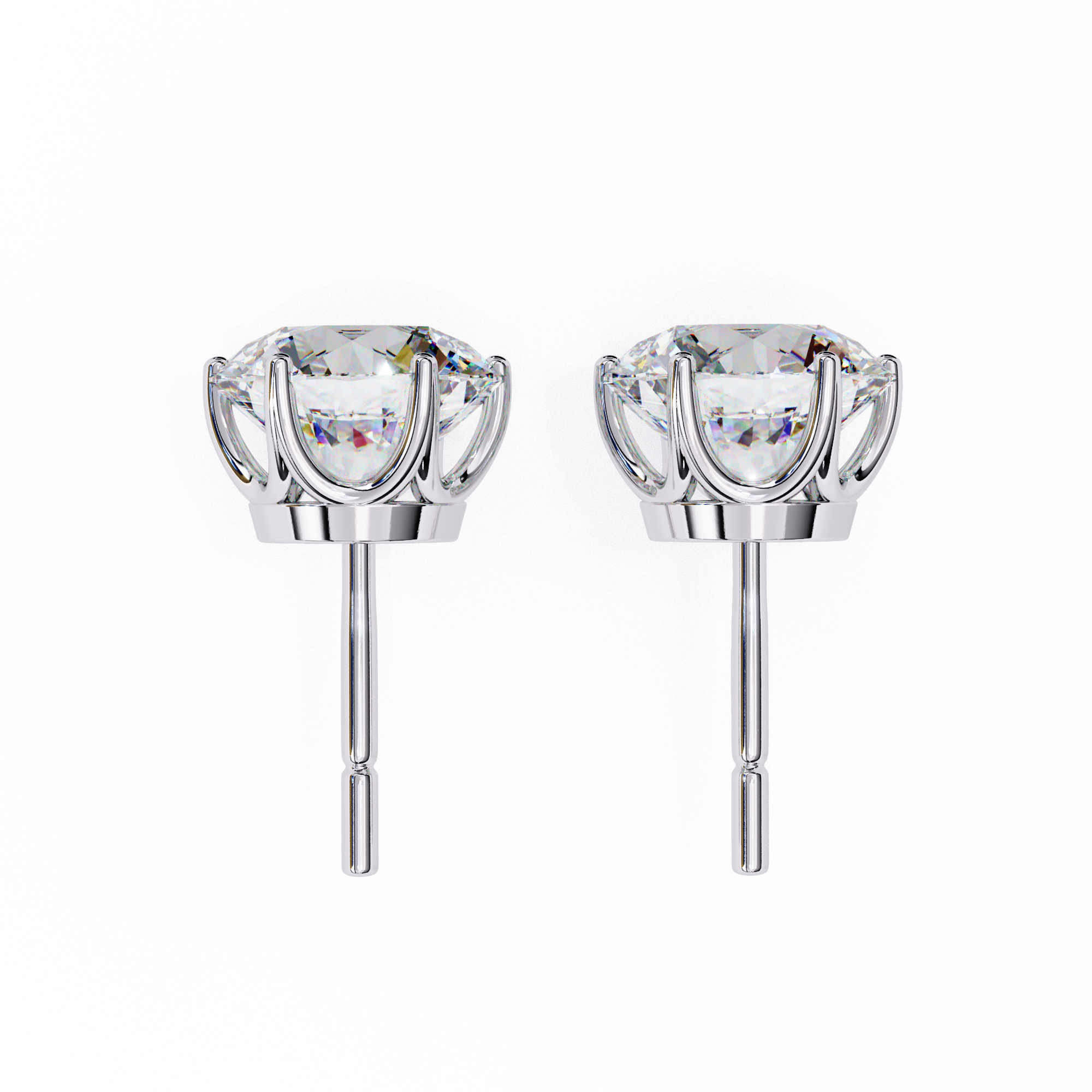 Noble Tulip Prong Diamond Stud Earrings — 10k–18k Gold
