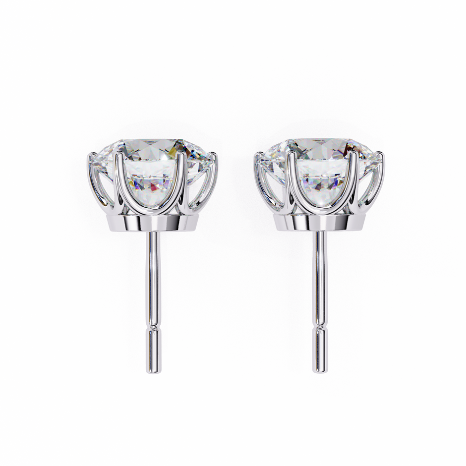 Noble Tulip Prong Diamond Stud Earrings — 10k–18k Gold