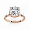 Cushion-Cut Diamond Solitaire Ring with Pavé Band — 10k–18k Gold