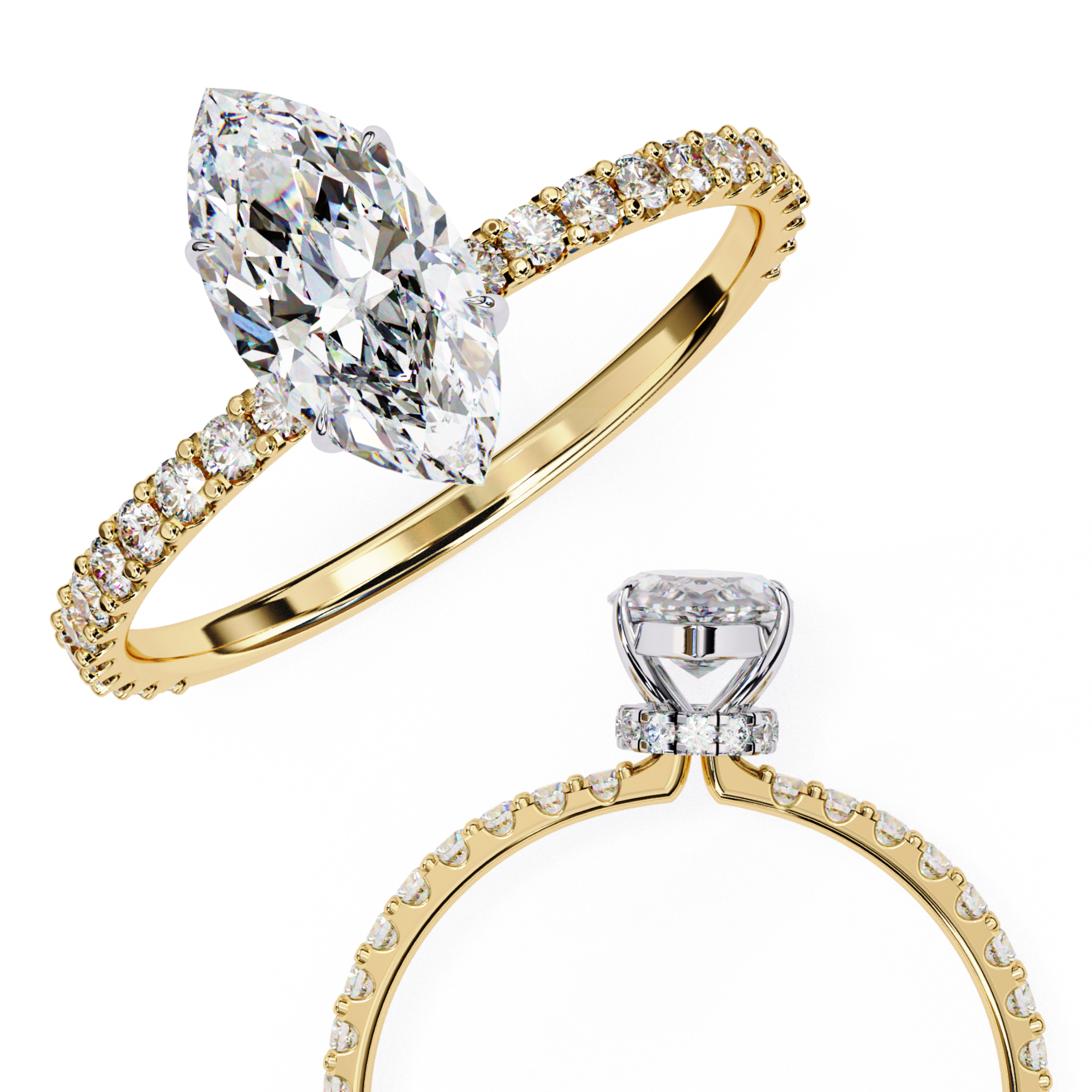 Pear-Shaped Diamond Solitaire Ring in 10k–18k Gold