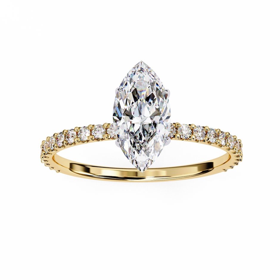 Pear-Shaped Diamond Solitaire Ring in 10k–18k Gold
