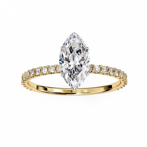 Pear-Shaped Diamond Solitaire Ring in 10k–18k Gold
