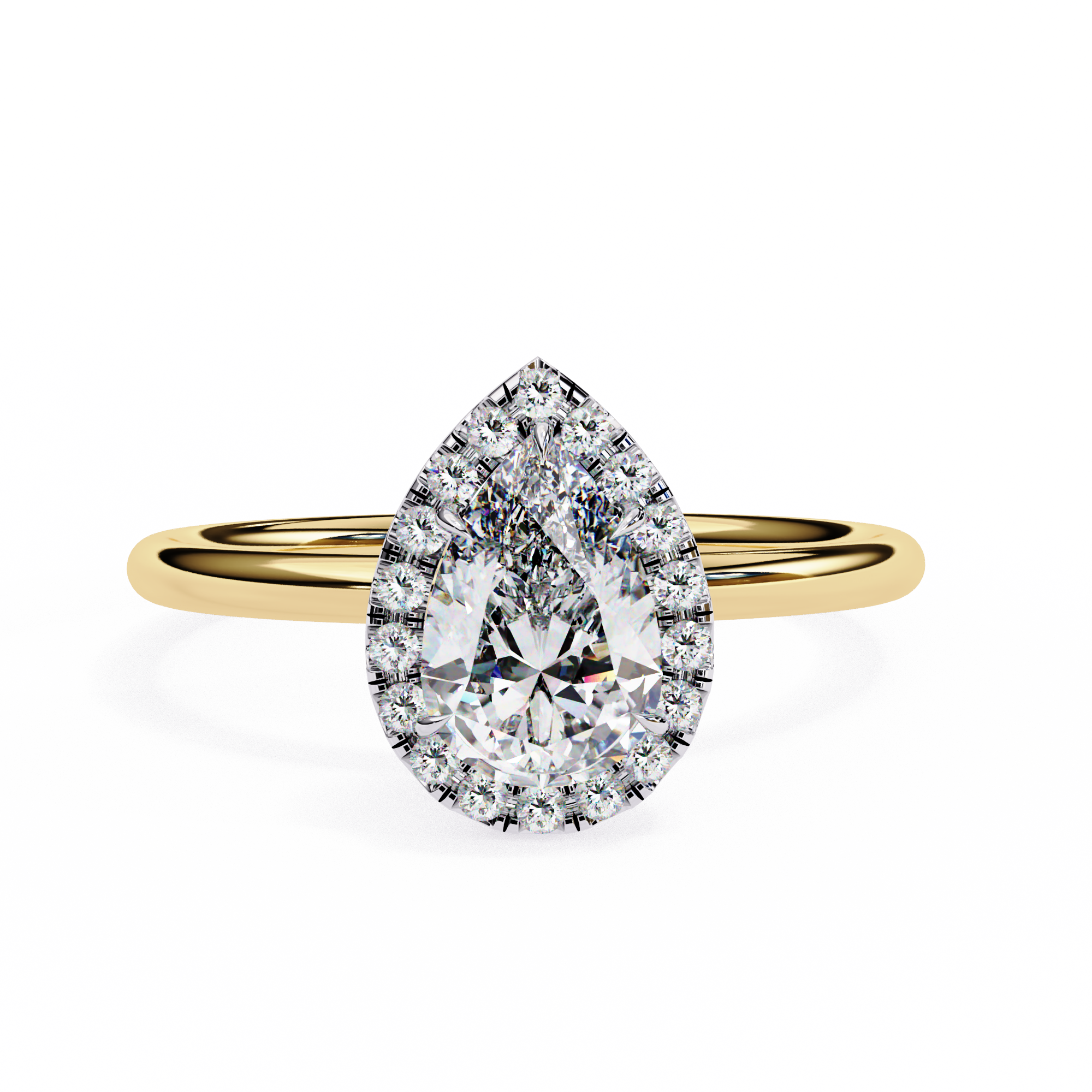Pear-Shaped Diamond Solitaire Ring in 10k–18k Gold