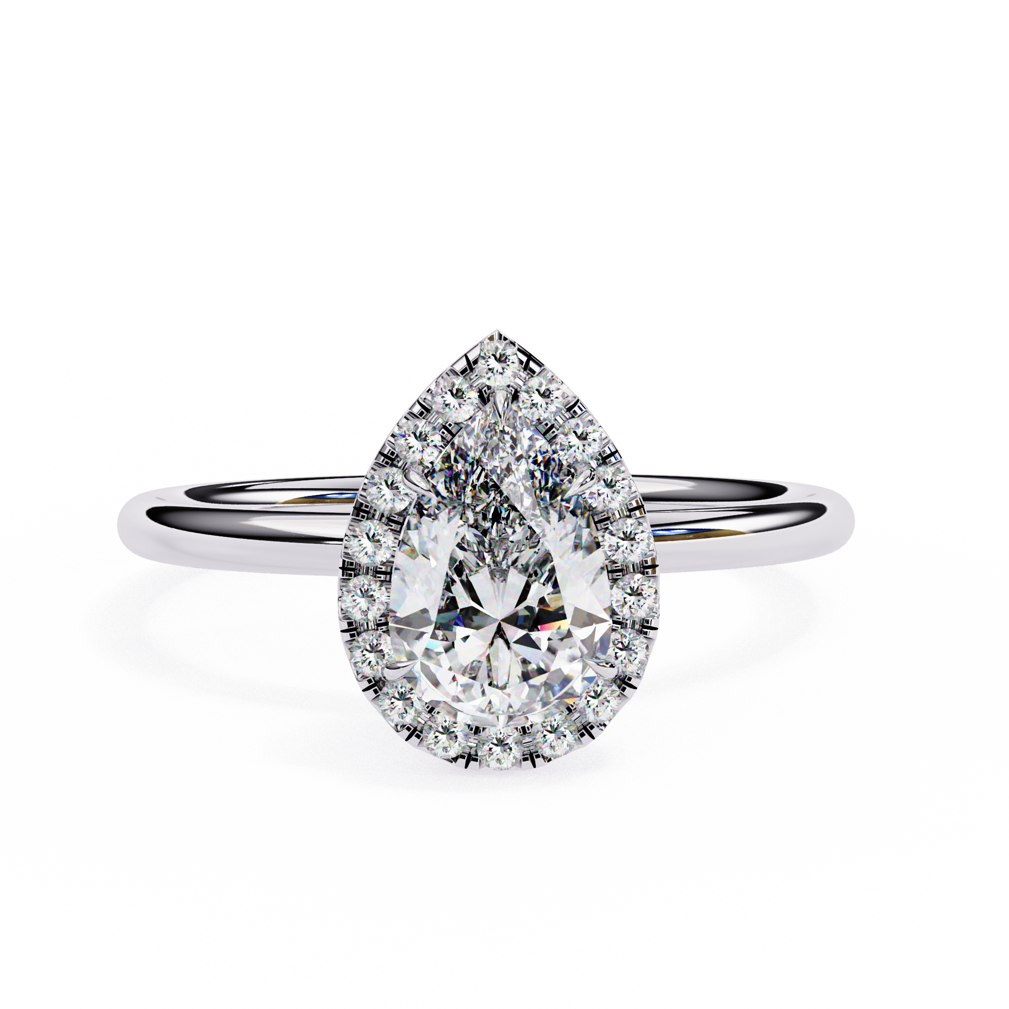 Pear-Shaped Diamond Solitaire Ring in 10k–18k Gold