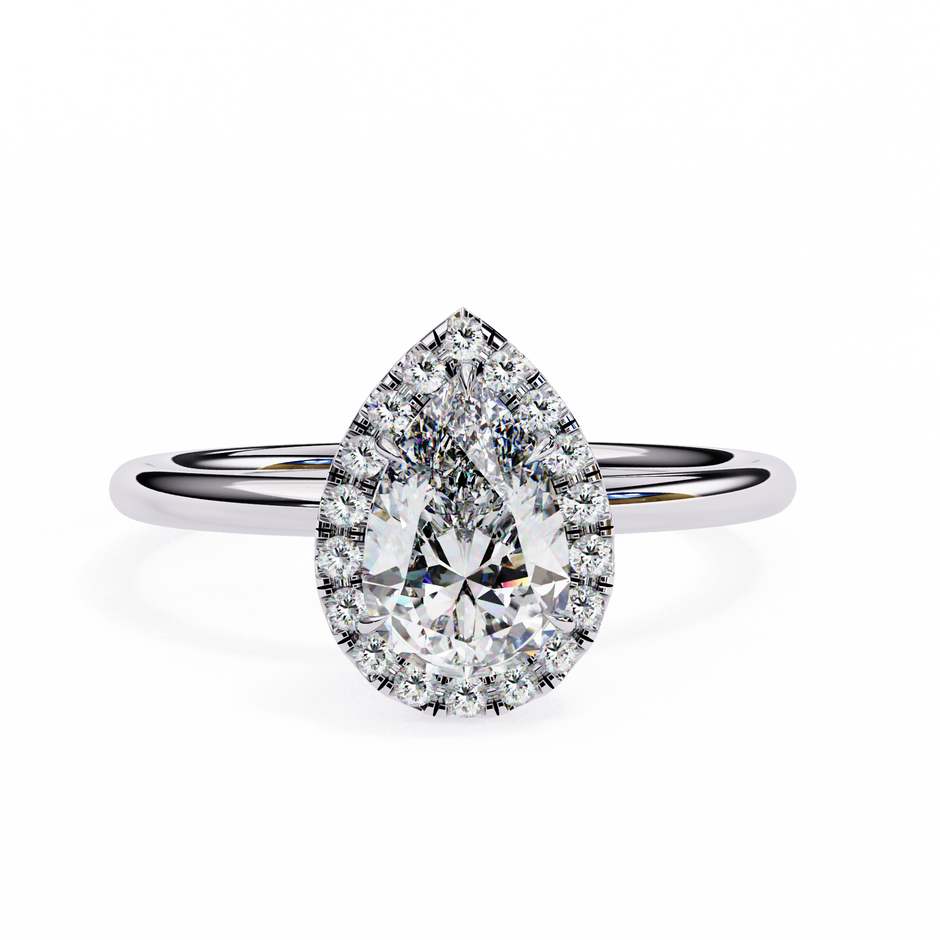 Pear-Shaped Diamond Solitaire Ring in 10k–18k Gold