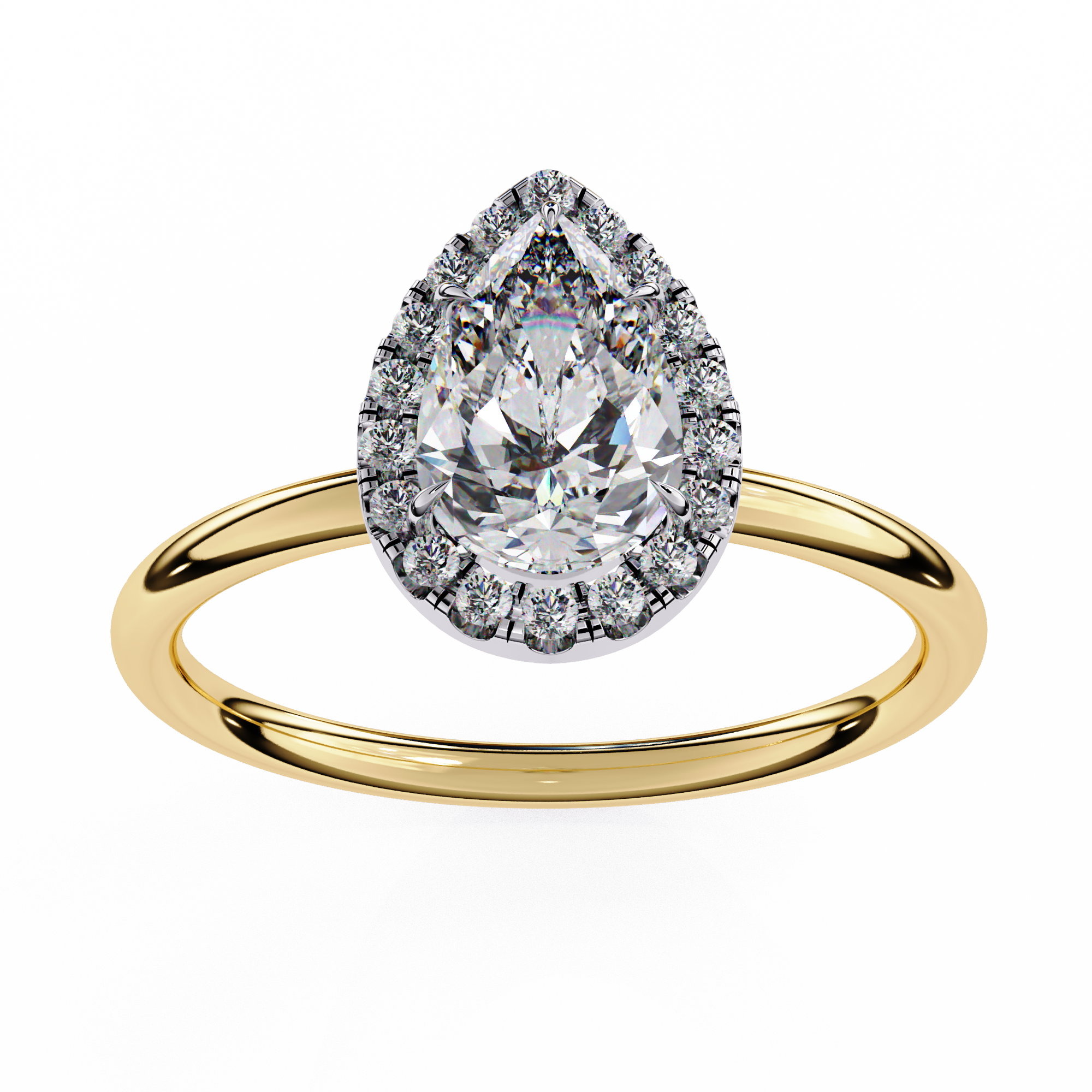 Pear-Shaped Diamond Solitaire Ring in 10k–18k Gold