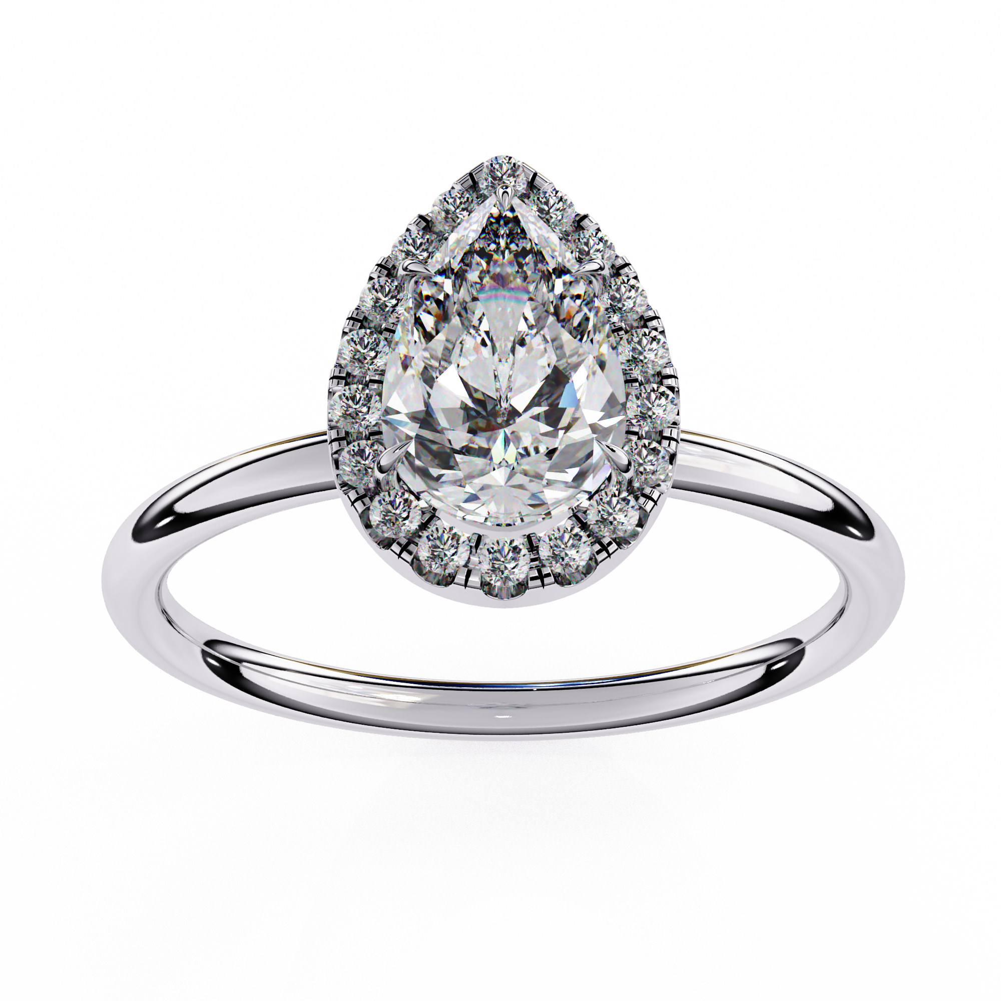 Pear-Shaped Diamond Solitaire Ring in 10k–18k Gold
