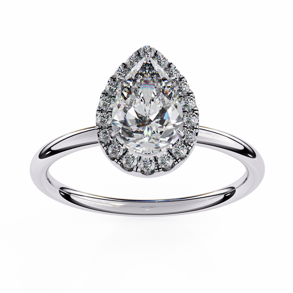 Pear-Shaped Diamond Solitaire Ring in 10k–18k Gold