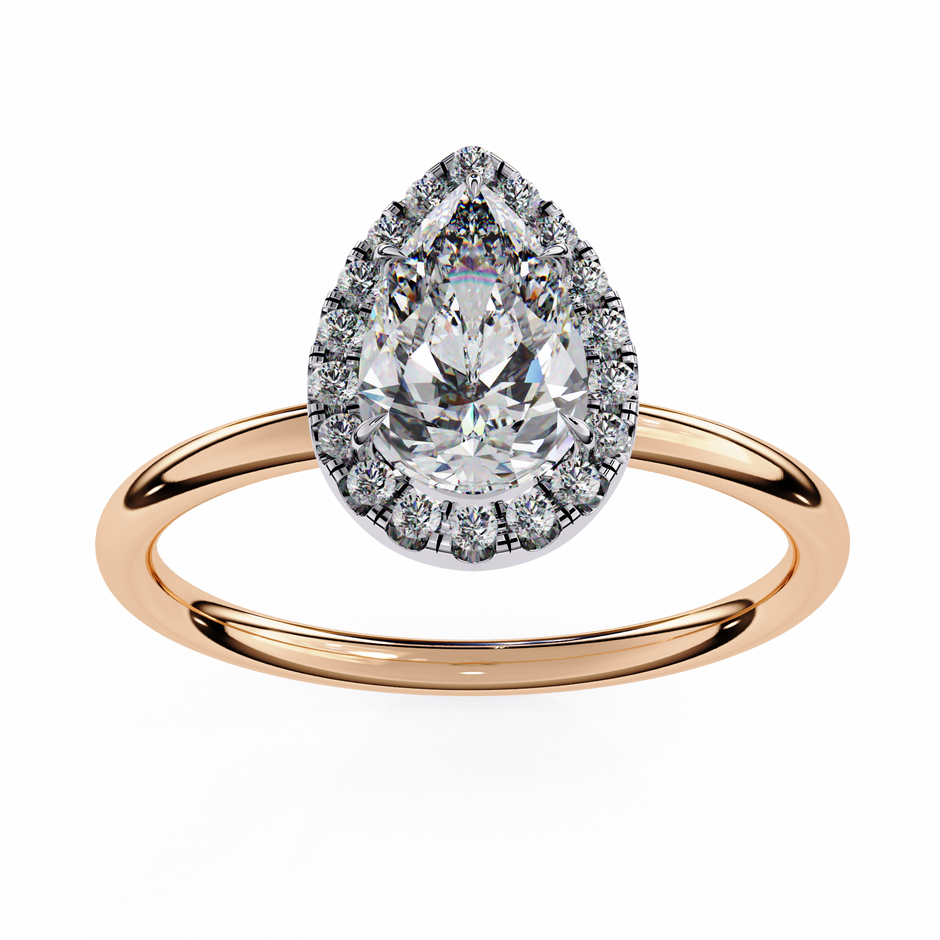 Pear-Shaped Diamond Solitaire Ring in 10k–18k Gold