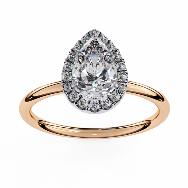 Pear-Shaped Diamond Solitaire Ring in 10k–18k Gold