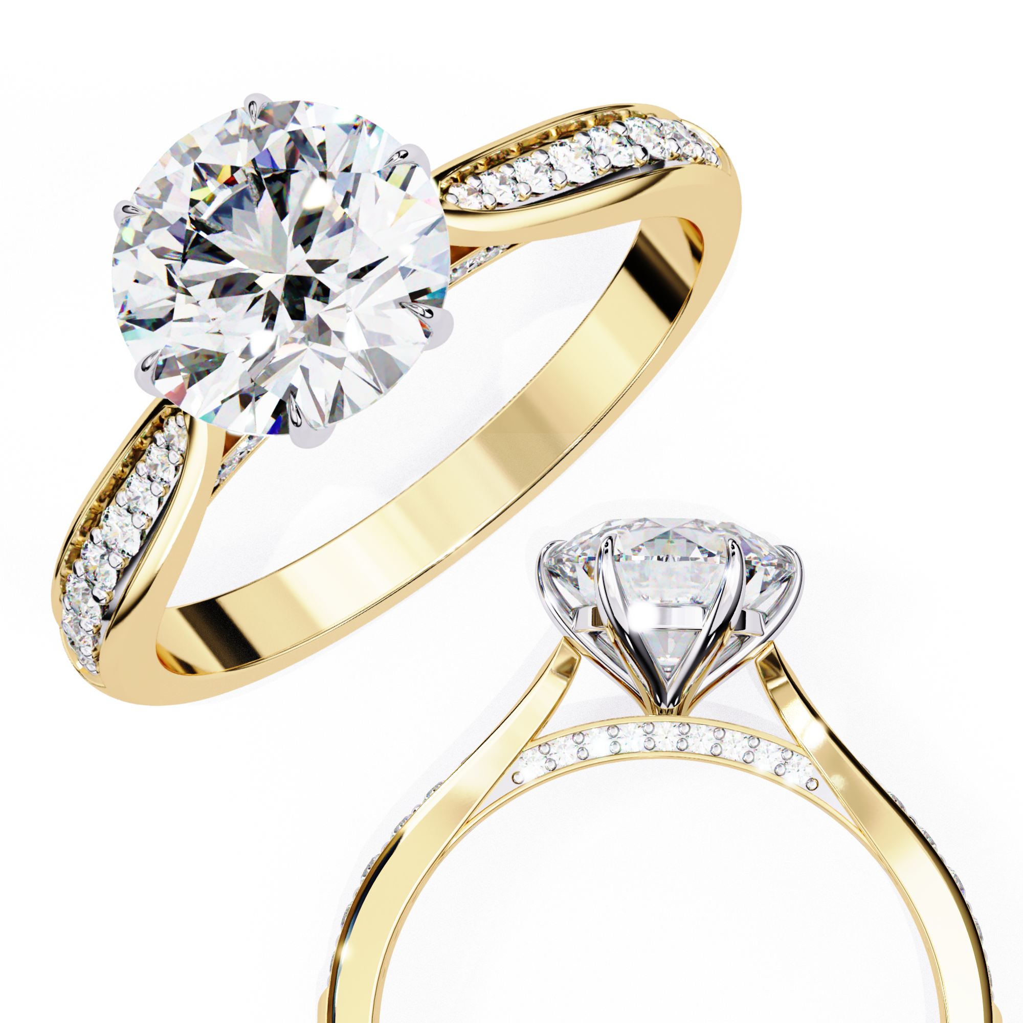 Round Brilliant Diamond Solitaire Ring in 10k–18k Gold
