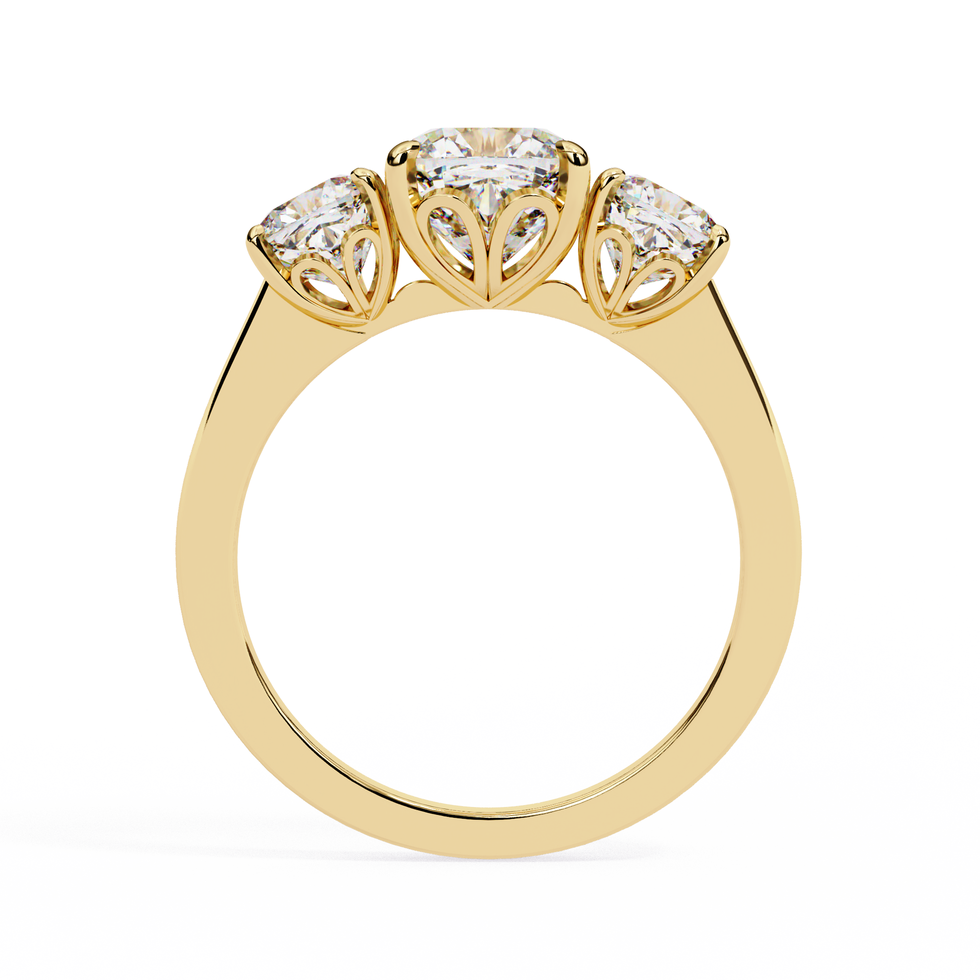 Pear-Shaped Diamond Solitaire Ring with Pavé Band — 10k–18k Gold